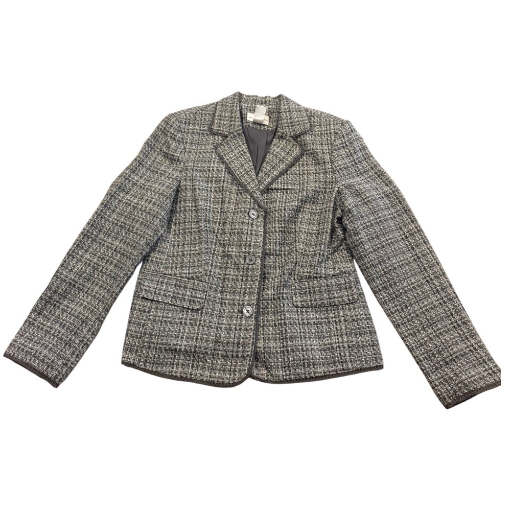 Jaclyn Smith Gray Tweed‎ Textured 3-Button Blazer Jacket 10 Lined Professional